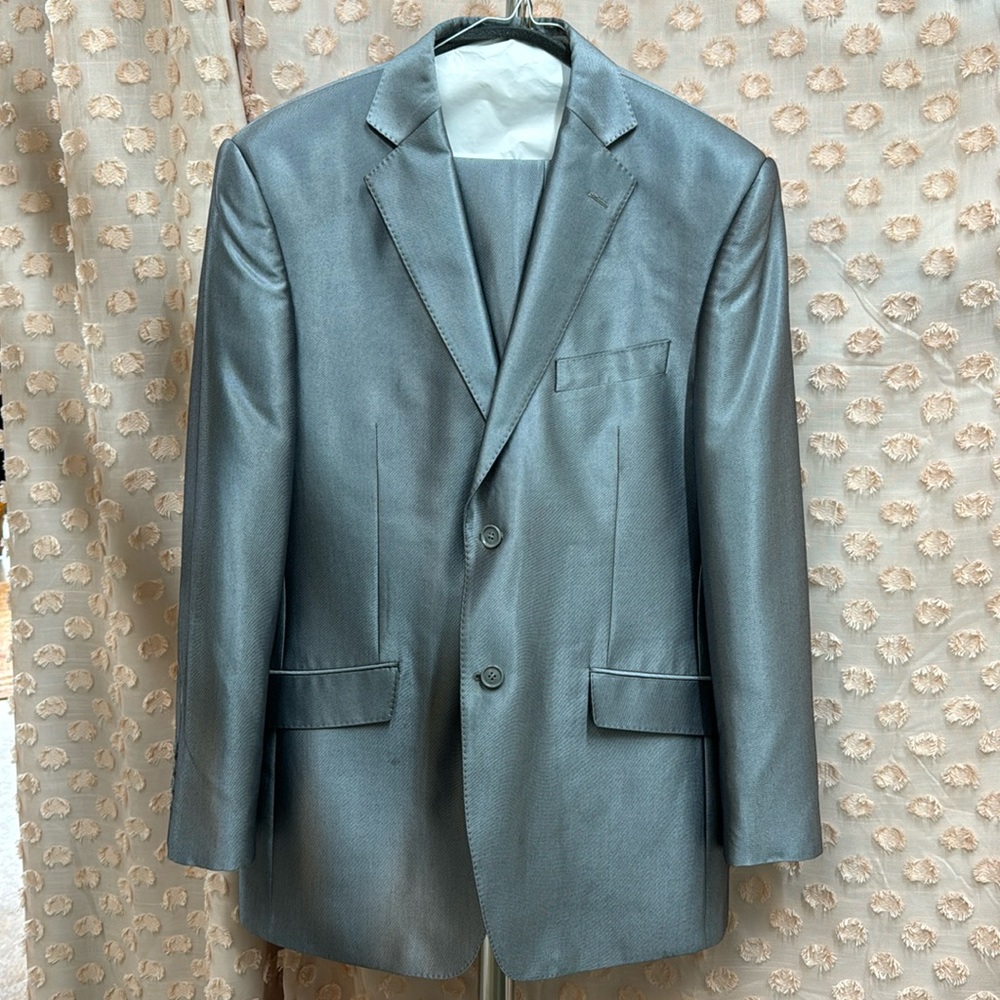 Men’s 2PC Italian Tailored Grey/Silver Suit